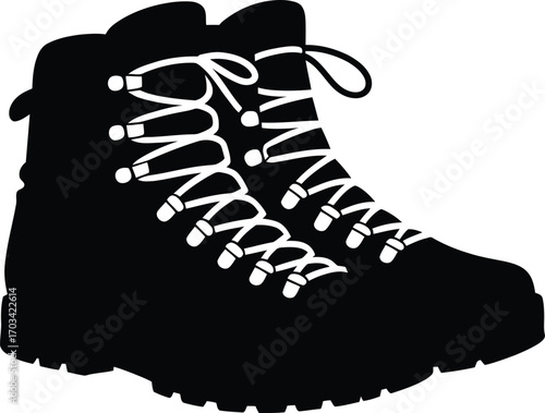 Black hiking boot with white laces footwear outdoor gear