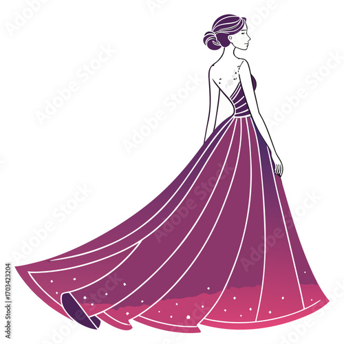 Stylish woman in a long dress