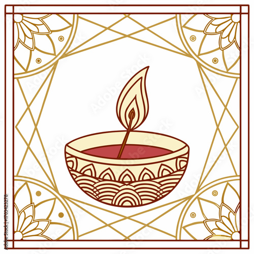 Traditional oil lamp with flame