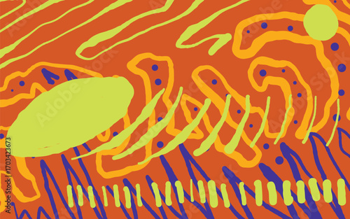 Doodle Naive Abstract Colorful Pattern Landscape for Walldecor poster