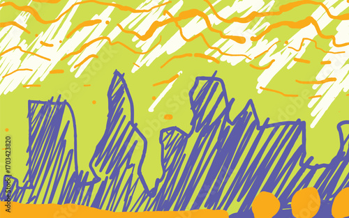 Doodle Naive Abstract Colorful Pattern Landscape for Walldecor poster