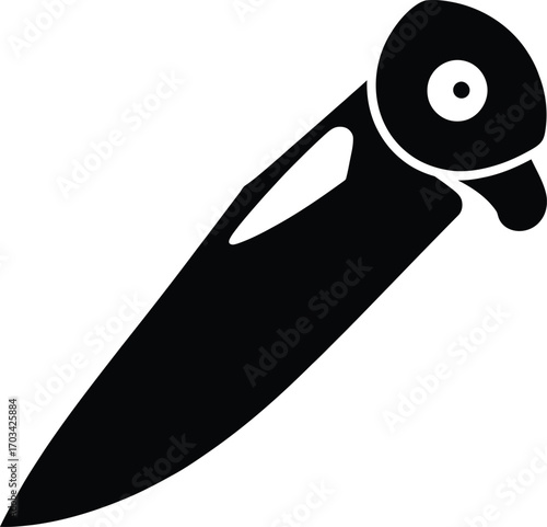 Black folding knife with pointed blade pocket knife