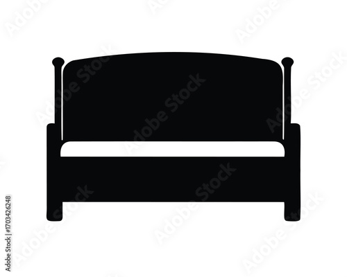 Elegant black wooden bed frame with simple design on white background