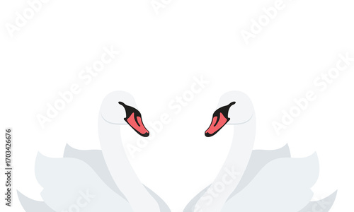 Logo White Swan Flat bird vector illustration.