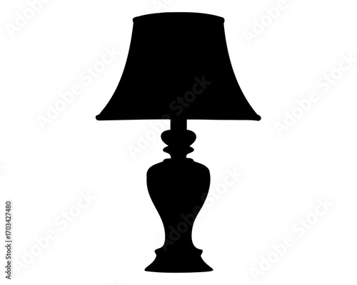 Elegant Black Lamp Silhouette with Conical Shade and Decorative Base Design