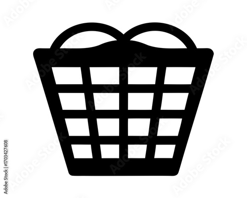 Stylized black laundry basket with overflowing content vector illustration image