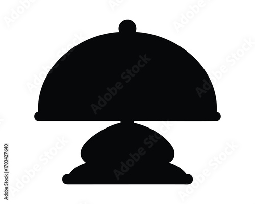 Elegant Black Silhouette of a Serving Dome on a White Background