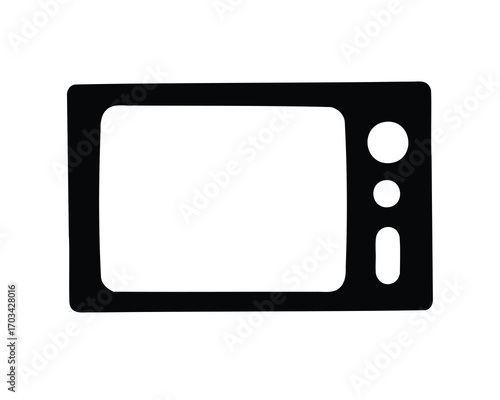 Stylized Black and White Illustration of a Vintage Television Set Icon