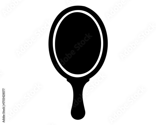 Elegant Hand Mirror Silhouette with Oval Reflective Surface for Vanity Use