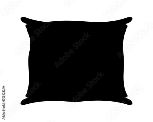 A black silhouette of a pillow with curves on a white background