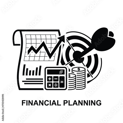 Financial Planning icon isolated on background vector illustration. Non AI generate