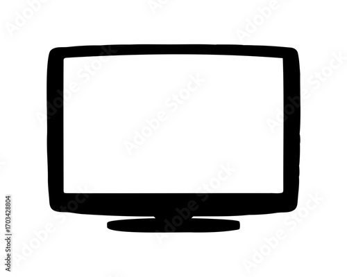 Retro Black and White Computer Monitor with Empty Screen and Solid Stand