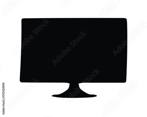 Silhouette of an Old CRT Computer Monitor Displayed on a White Background