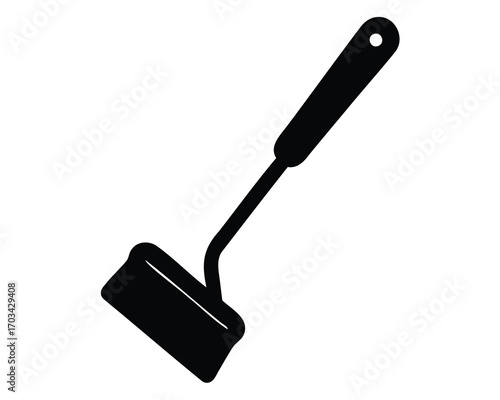 Illustration of a solid black garden hoe on a white isolated background