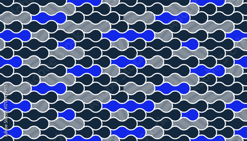 Runny water seamless pattern, vector waves lines geometric abstract background, river flows endless wallpaper.