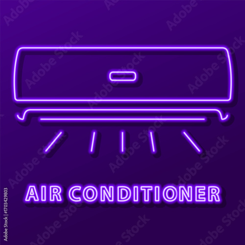 air conditioner neon sign, modern glowing banner design, colorful modern design trends on black background. Vector illustration.