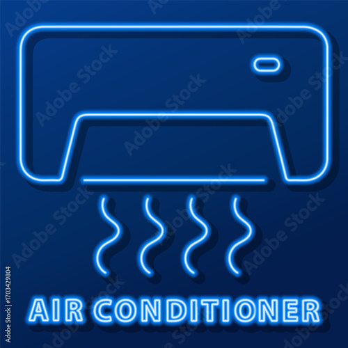 air conditioner neon sign, modern glowing banner design, colorful modern design trends on black background. Vector illustration.