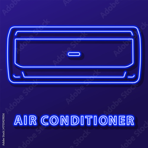 air conditioner neon sign, modern glowing banner design, colorful modern design trends on black background. Vector illustration.