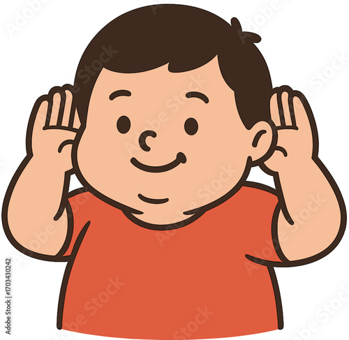 Cartoon Kid Listening Illustration