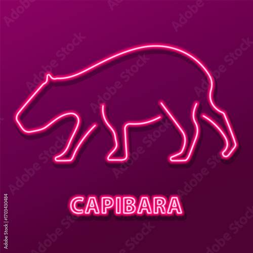 capibara neon sign, modern glowing banner design, colorful modern design trend on black background. Vector illustration.