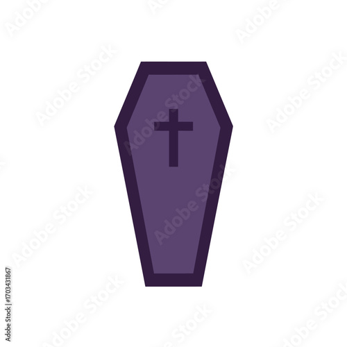 Purple Coffin Icon Symbol of Mourning and Remembrance, Funeral Services