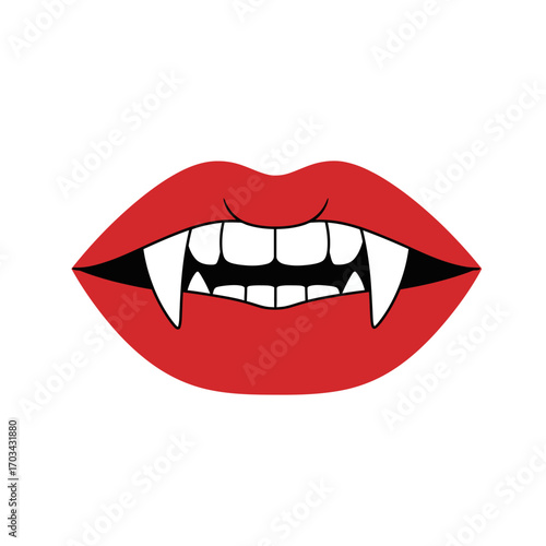 Vampire Lips A Bold and Eerie Illustration of Sharp Fangs