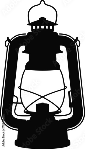 Black kerosene lantern silhouette oil lamp vintage lamp
