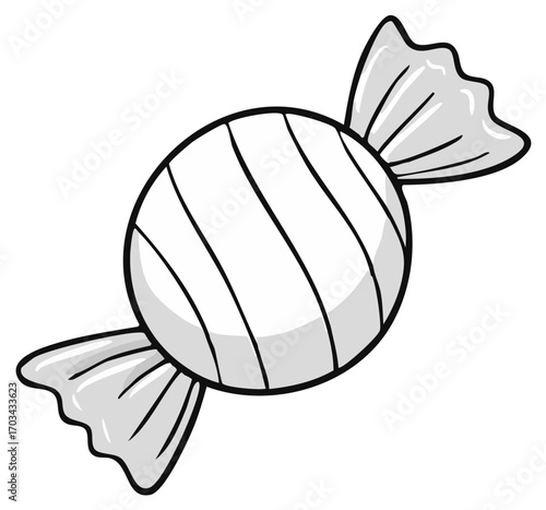 Striped Wrapped Round Candy with Crinkled Ends