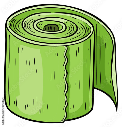Cartoon illustration of a roll of green medical tape