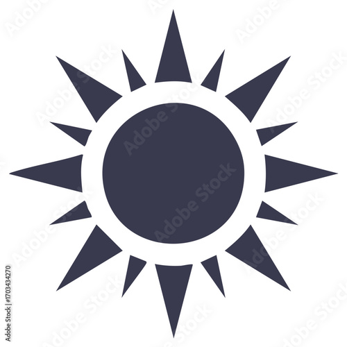 Stylized sun icon with sharp, pointed rays radiating from a central circle