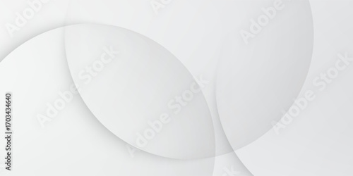White geometric abstract background overlap layer on bright space with lines effect decoration. Modern graphic design element circles style concept for banner.