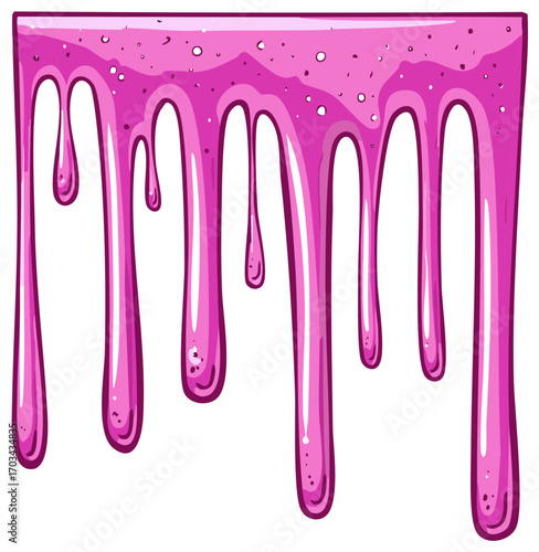 Dripping pink goo illustration of sticky melted slime or syrup