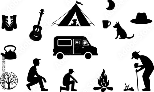 Camping and Outdoor Adventure Silhouette Collection
