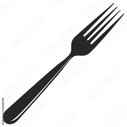 Isolated black fork on white background utensil cutlery tableware dining eating food illustration