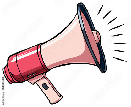 Vector Illustration of a Pink Megaphone Announcing with Sound Waves