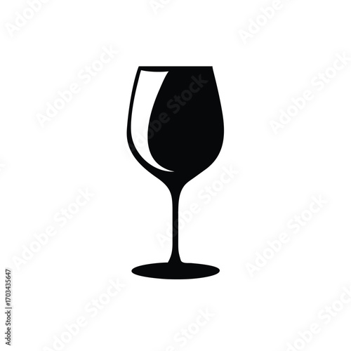 Elegant wine glass silhouette on white background