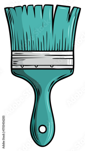 Artistic teal paint brush illustration with a simple design for painting and art concepts