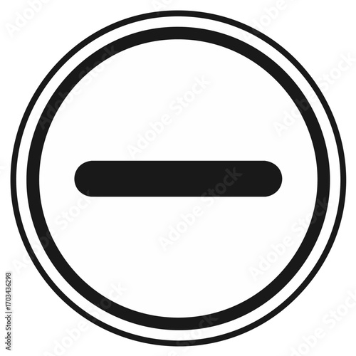 Subtraction Symbol Icon in Circle with Double Outline: Minimalism and Simplicity