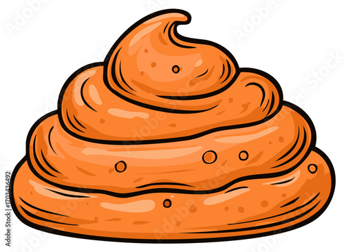 Whimsical orange brown cartoon illustration of a humorous swirled pile.
