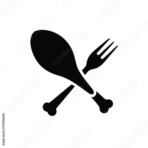 Chicken Leg and Fork Crossed Icon