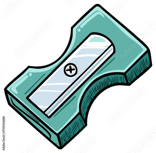 Teal Pencil Sharpener with Metal Blade for School or Art Supplies