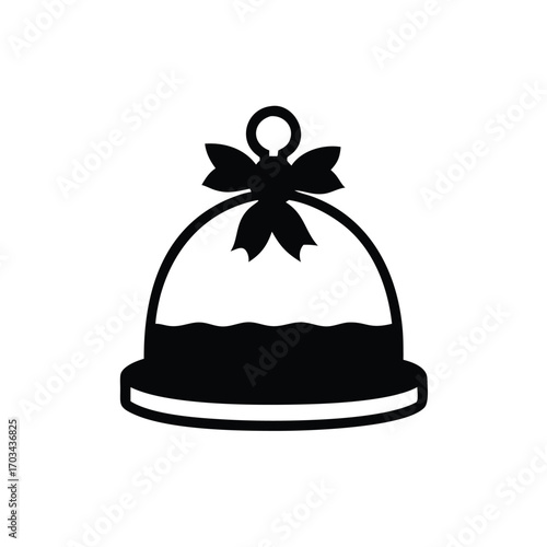 Silhouette of a serving cloche with a bow