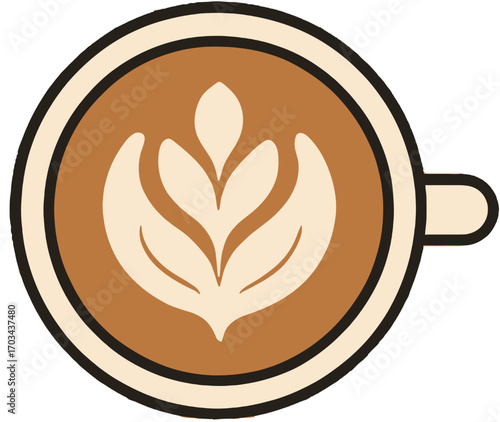 Latte Art Simple Rosetta Illustration - Coffee Cup Icon