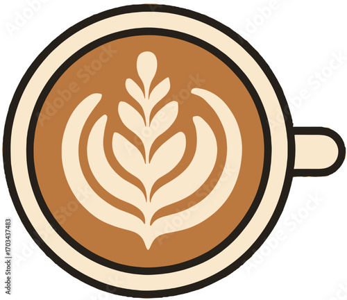 Latte Art Rosetta Double Tulip Illustration - Coffee Cup Icon