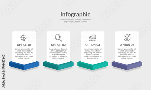 4 Process System for Optimized Business Operations. Presentation, Plan and Strategy. Illustration Vector.