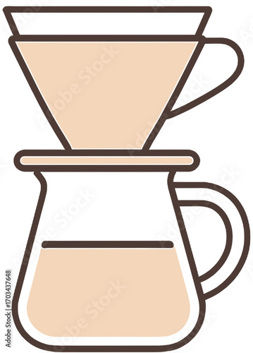 V60 Coffee Dripper Illustration - Pour Over Brewing Method Icon