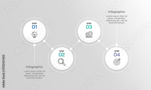 Dynamic 4 Phase Growth Cycle Infographic for Strategic Business Transformation. Strategy, Plan and Marketing. Illustration Vector.