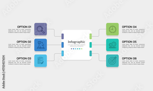6 Options Business Evolution Infographic for Strategic Presentation. Organizational, Plan and Strategy. Illustration Vector.