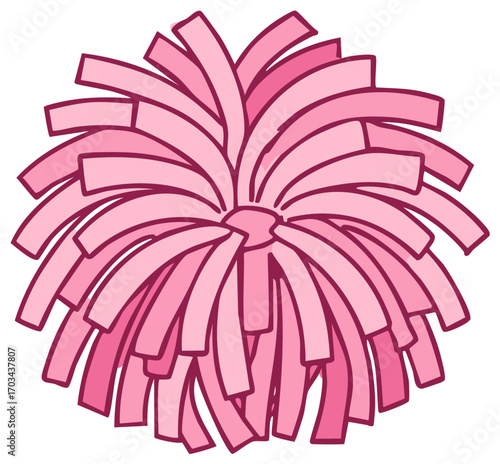 Vibrant Pink Pom Pom Burst Illustrates Enthusiasm and Celebration