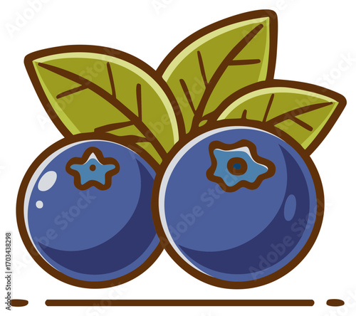 Blueberries with Leaves Illustration